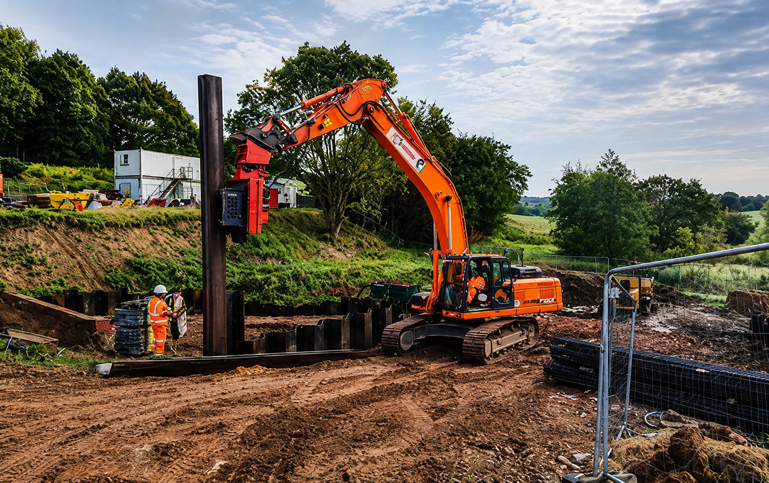 Piling rig at work on site